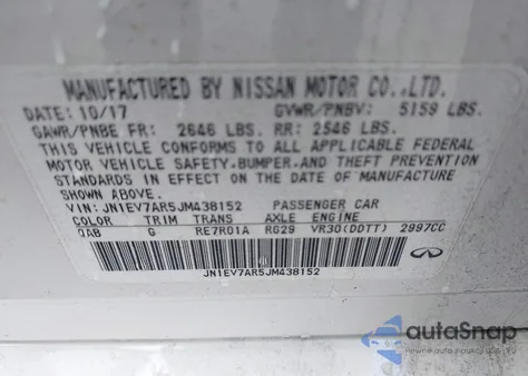 2018 Infiniti Q50 3.0T Sport z USA, uszkodzony, nr VIN JN1EV7AR5JM438152